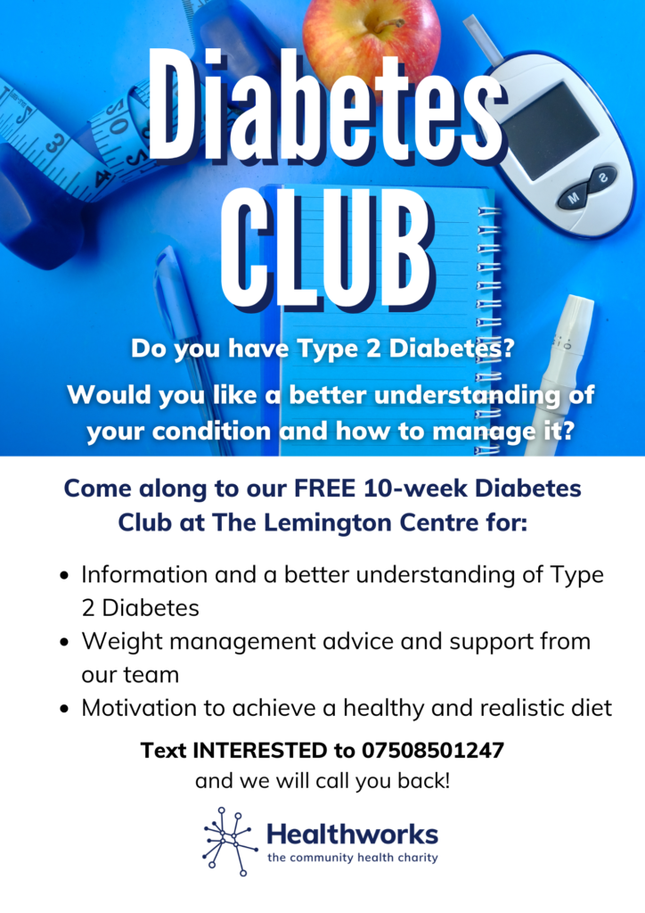 Diabetes group poster with link to healthworks website